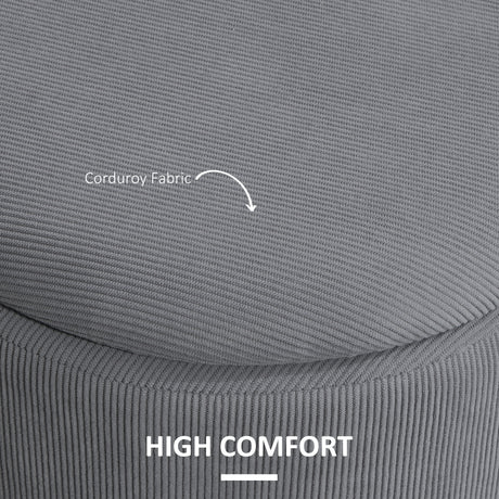 Corduroy Fabric Storage Ottoman 40cm Wide Round in Set Of 2 - Velmora