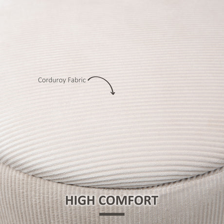 Corduroy Fabric Storage Ottoman 40cm Wide Round in Set Of 2 - Velmora