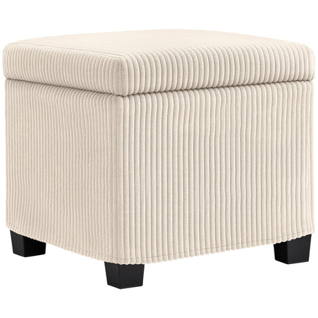Corduroy Fabric Storage Ottoman 40cm Wide Square - Velmora