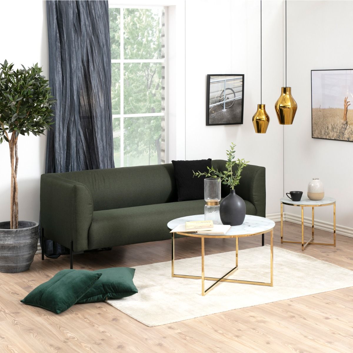 Crystal Clear Marble Effect Glass Top Coffee Table Round - Alisma
