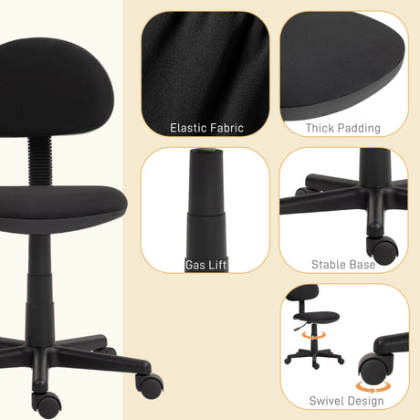Elastic Fabric Home And Office Chair 54cm Wide Armless - Velmora