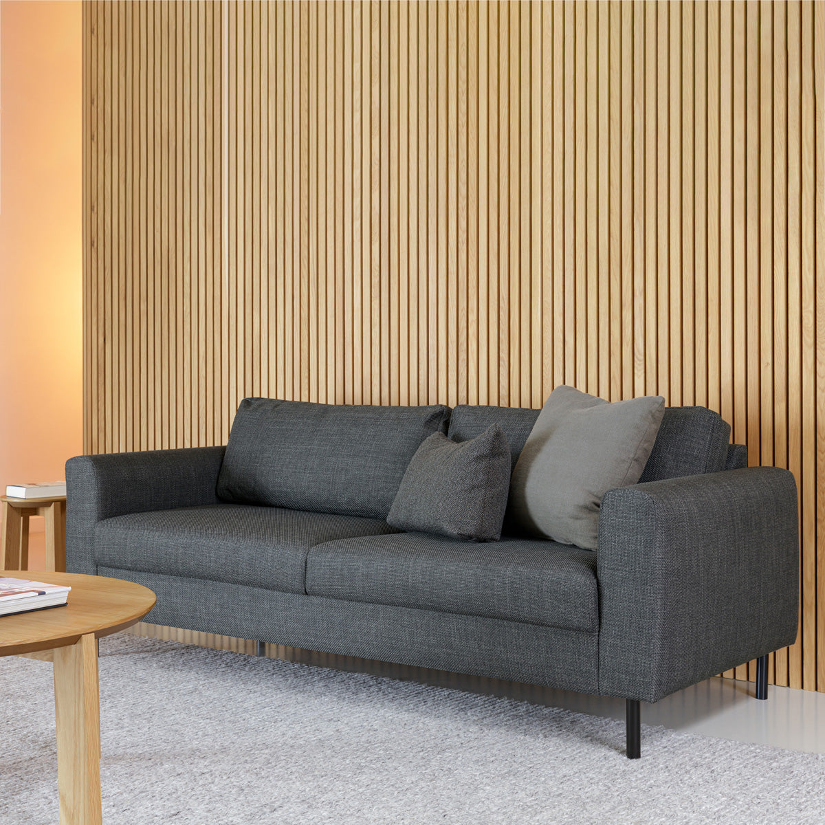 Fabric 2 + 3 Seater Sofa Set With Matt Black Steel Legs - Omaha