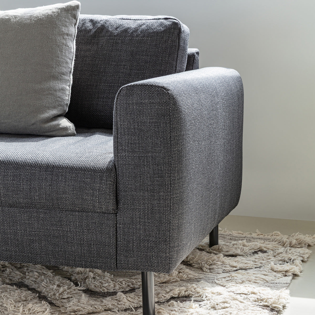 Fabric 2 + 3 Seater Sofa Set With Matt Black Steel Legs - Omaha