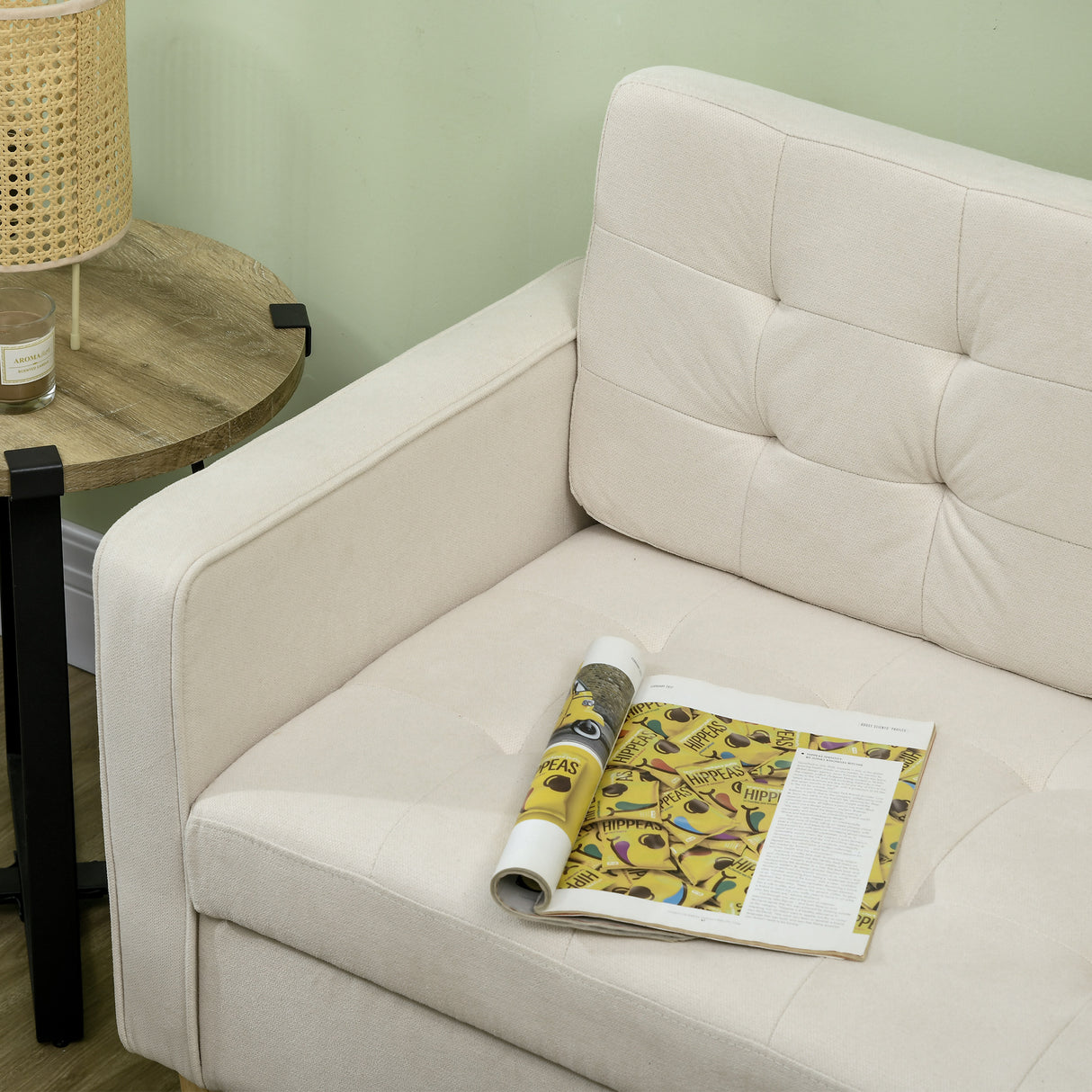 Fabric 2 Seater Sofa 117cm Wide With Rubberwood Legs - Velmora