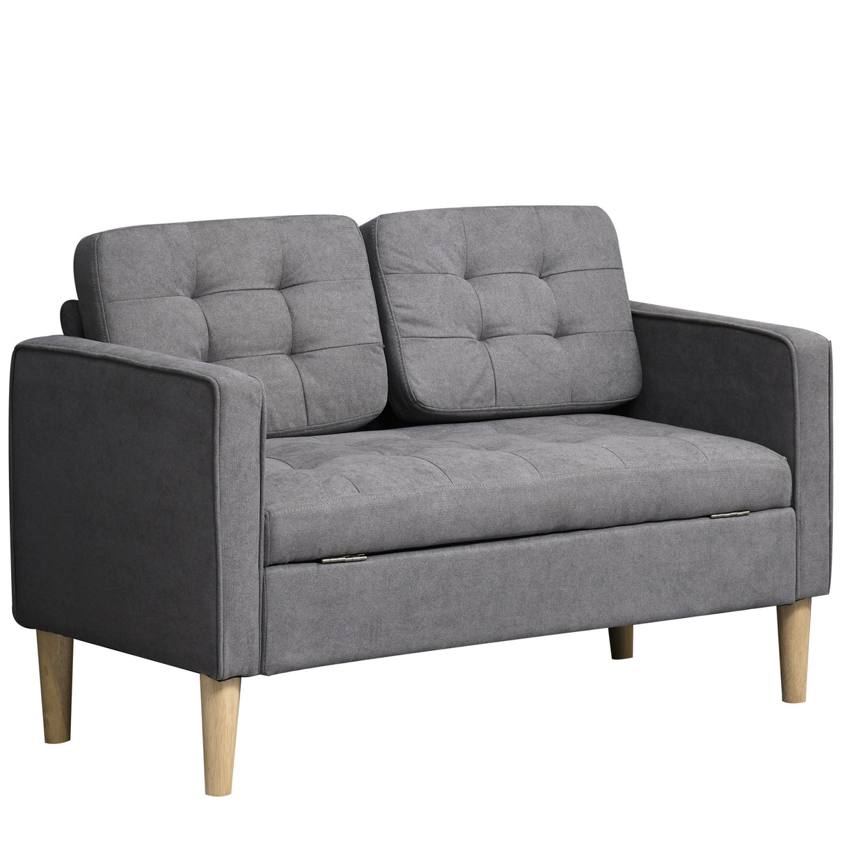 Fabric 2 Seater Sofa 117cm Wide With Rubberwood Legs - Velmora
