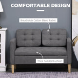 Fabric 2 Seater Sofa 117cm Wide With Rubberwood Legs - Velmora