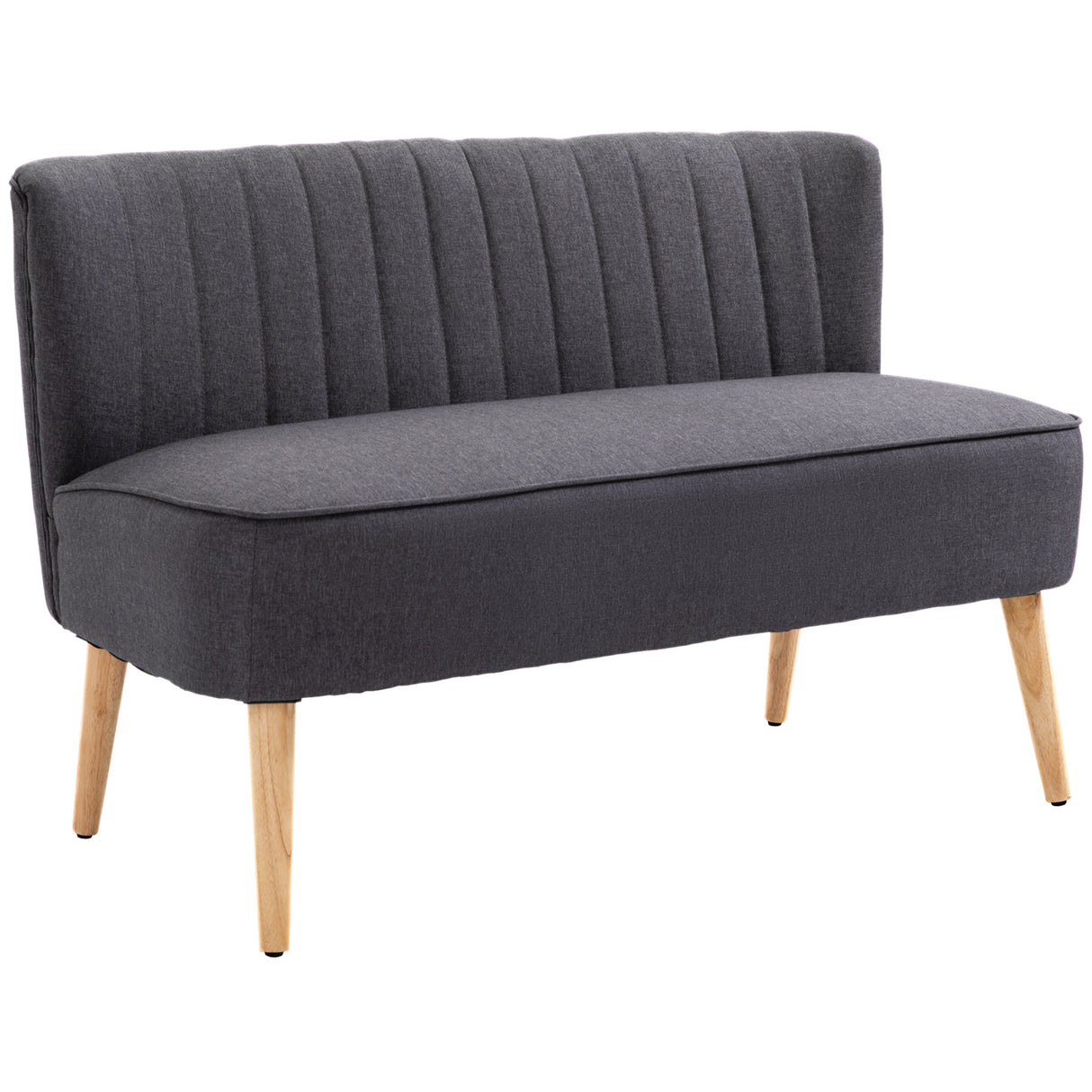 Fabric 2 Seater Sofa 117cm Wide With Wooden Legs - Velmora