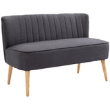 Fabric 2 Seater Sofa 117cm Wide With Wooden Legs - Velmora