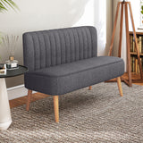 Fabric 2 Seater Sofa 117cm Wide With Wooden Legs - Velmora