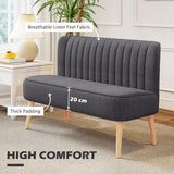 Fabric 2 Seater Sofa 117cm Wide With Wooden Legs - Velmora