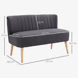Fabric 2 Seater Sofa 117cm Wide With Wooden Legs - Velmora