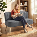 Fabric 2 Seater Sofa 117cm Wide With Wooden Legs - Velmora