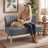 Fabric 2 Seater Sofa 117cm Wide With Wooden Legs - Velmora