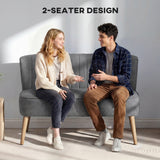 Fabric 2 Seater Sofa 117cm Wide With Wooden Legs - Velmora