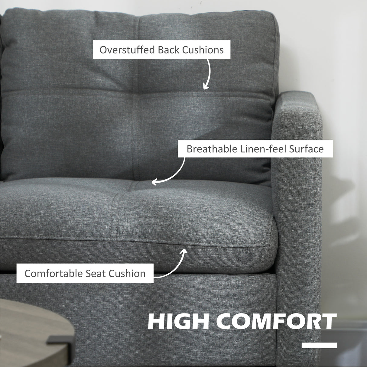 Fabric 2 Seater Sofa 133cm Wide With Steel Legs - Velmora