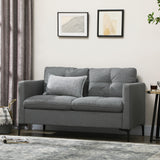 Fabric 2 Seater Sofa 133cm Wide With Steel Legs - Velmora