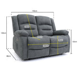 Fabric 2 Seater Sofa Electric Recliner - Alva