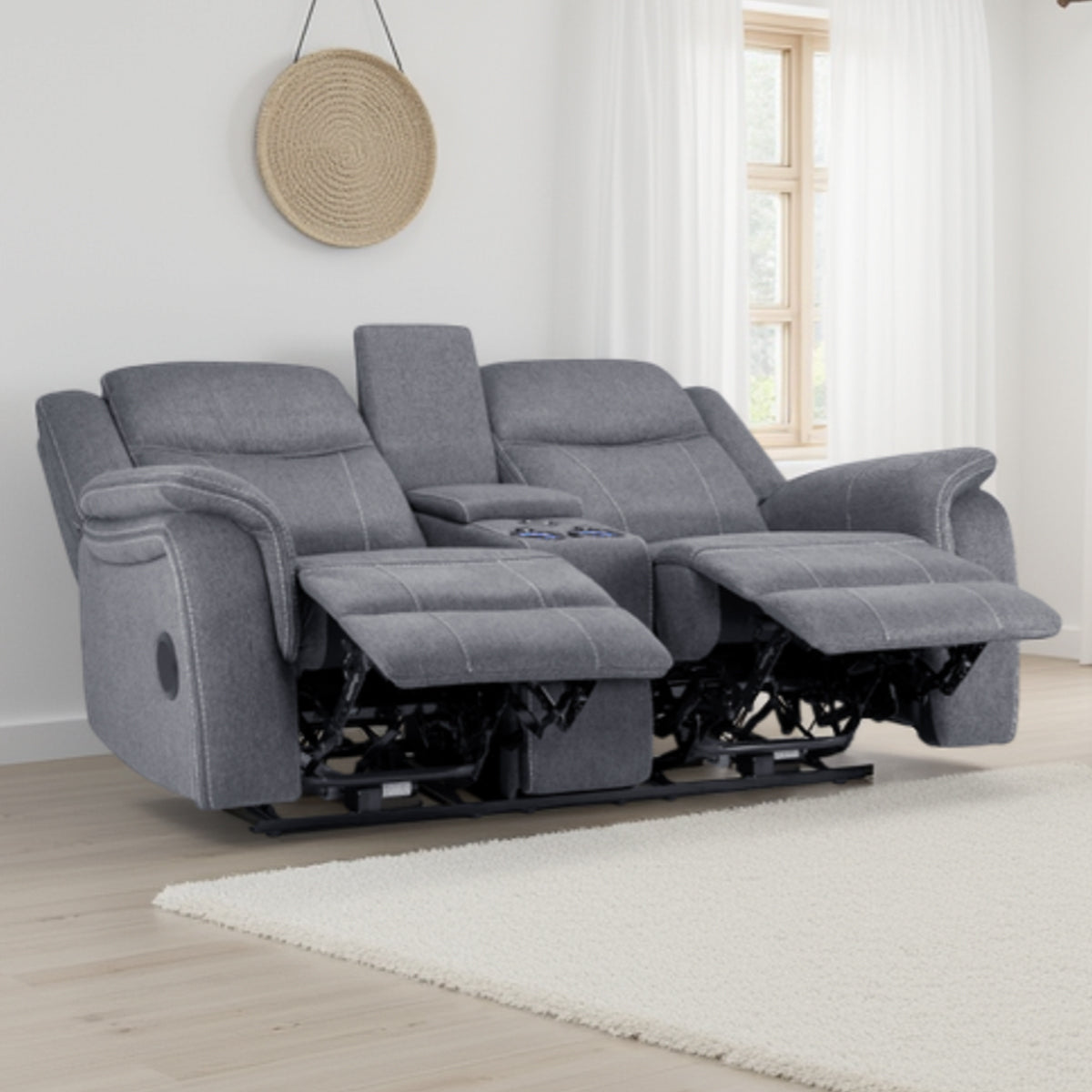 Fabric 2 Seater Sofa Electric Recliner - Galaxy Tech