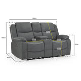 Fabric 2 Seater Sofa Electric Recliner - Harald