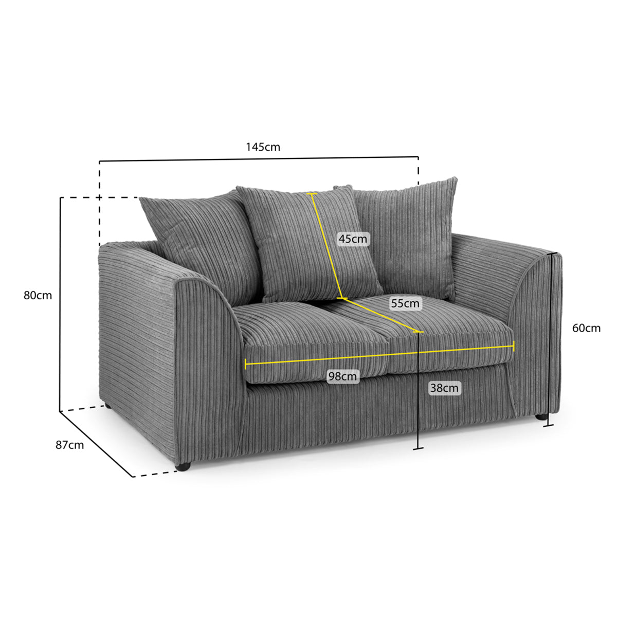 Fabric 2 Seater Sofa - Harley Jumbo