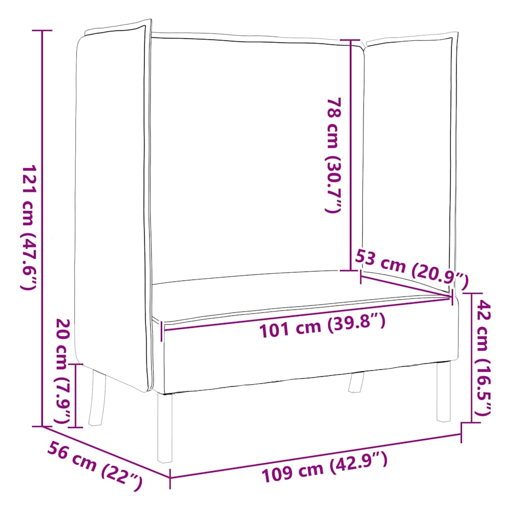 Fabric 2 Seater Sofa Highback - Vantage Home