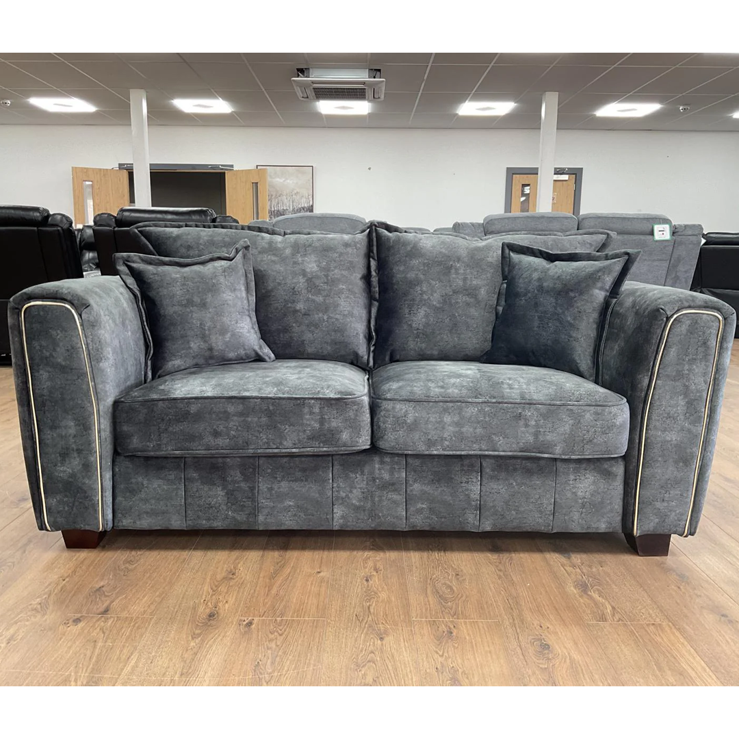 Fabric 2 Seater Sofa With Metal Trim on Arms - Serena