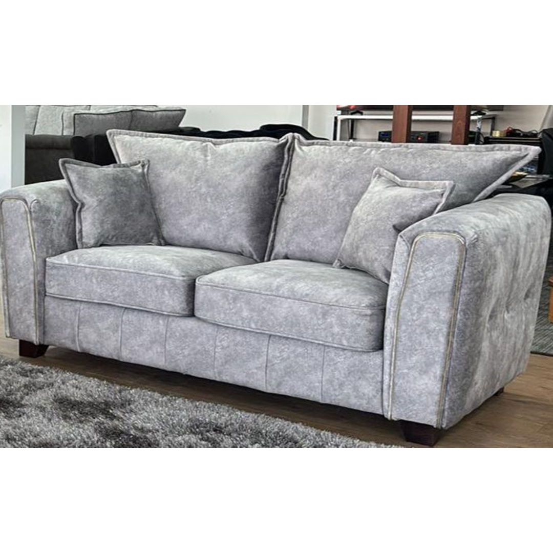 Fabric 2 Seater Sofa With Metal Trim on Arms - Serena
