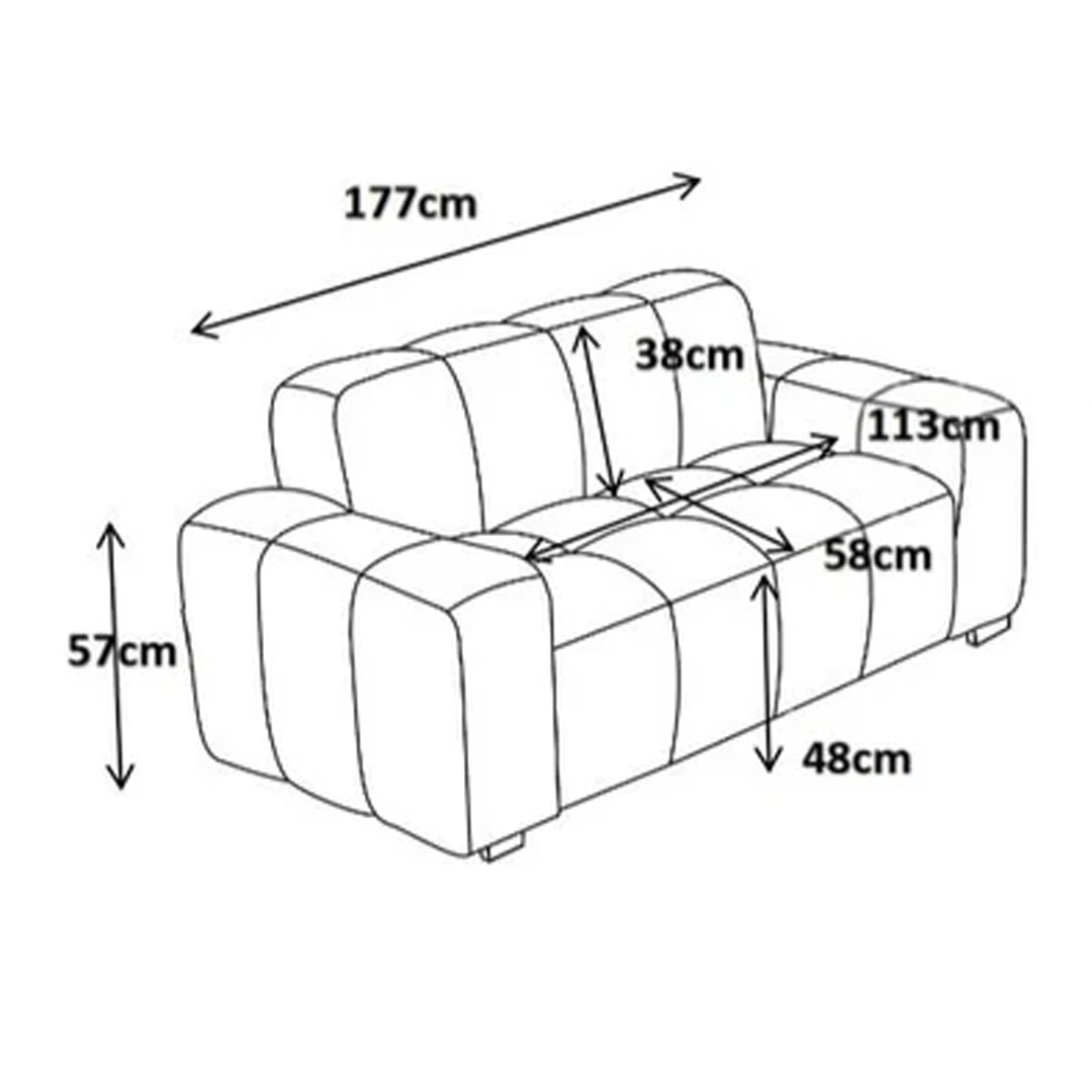 Fabric 2 Seater Sofa - Paris