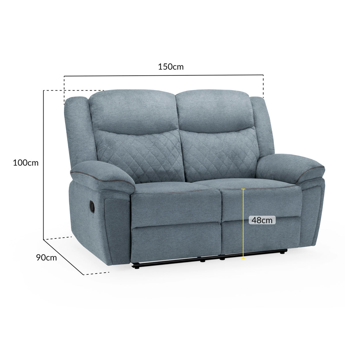 Fabric 2 Seater Sofa Recliner - Myra