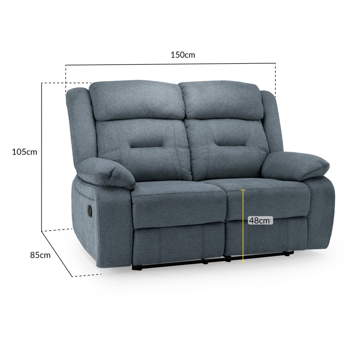 Fabric 2 Seater Sofa Recliner - Novie