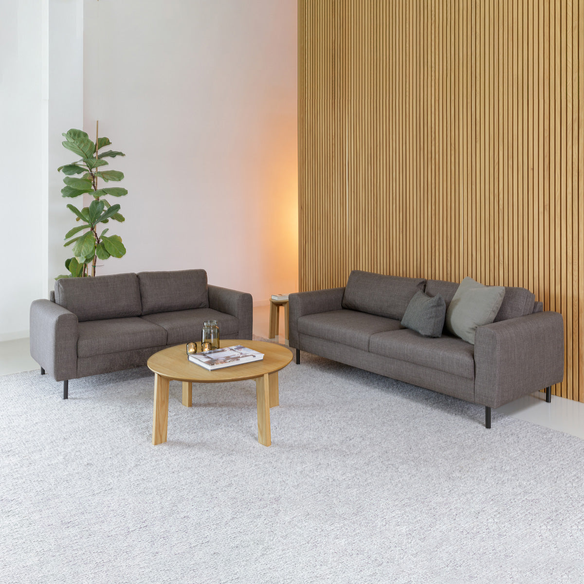 Fabric 2 Seater Sofa Set With Matt Black Steel Legs - Omaha