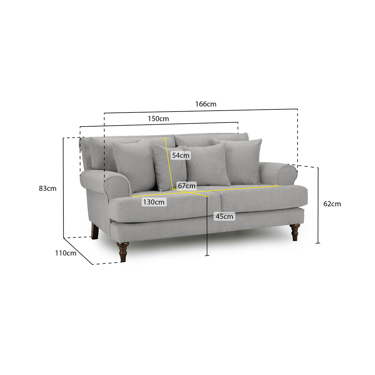 Fabric 2 Seater Sofa - Summer
