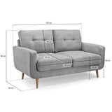 Fabric 2 Seater Sofa With Solid Wood Legs - Aurora