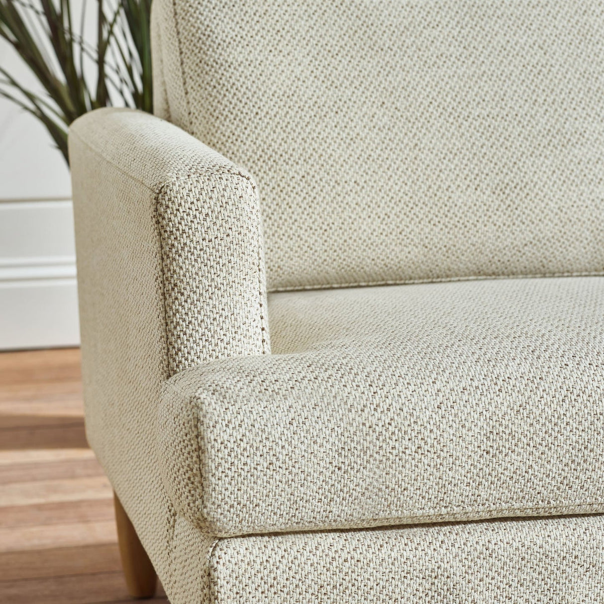 Fabric 2 Seater Sofa With Wooden Legs - Daisy
