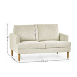 Fabric 2 Seater Sofa With Wooden Legs - Daisy