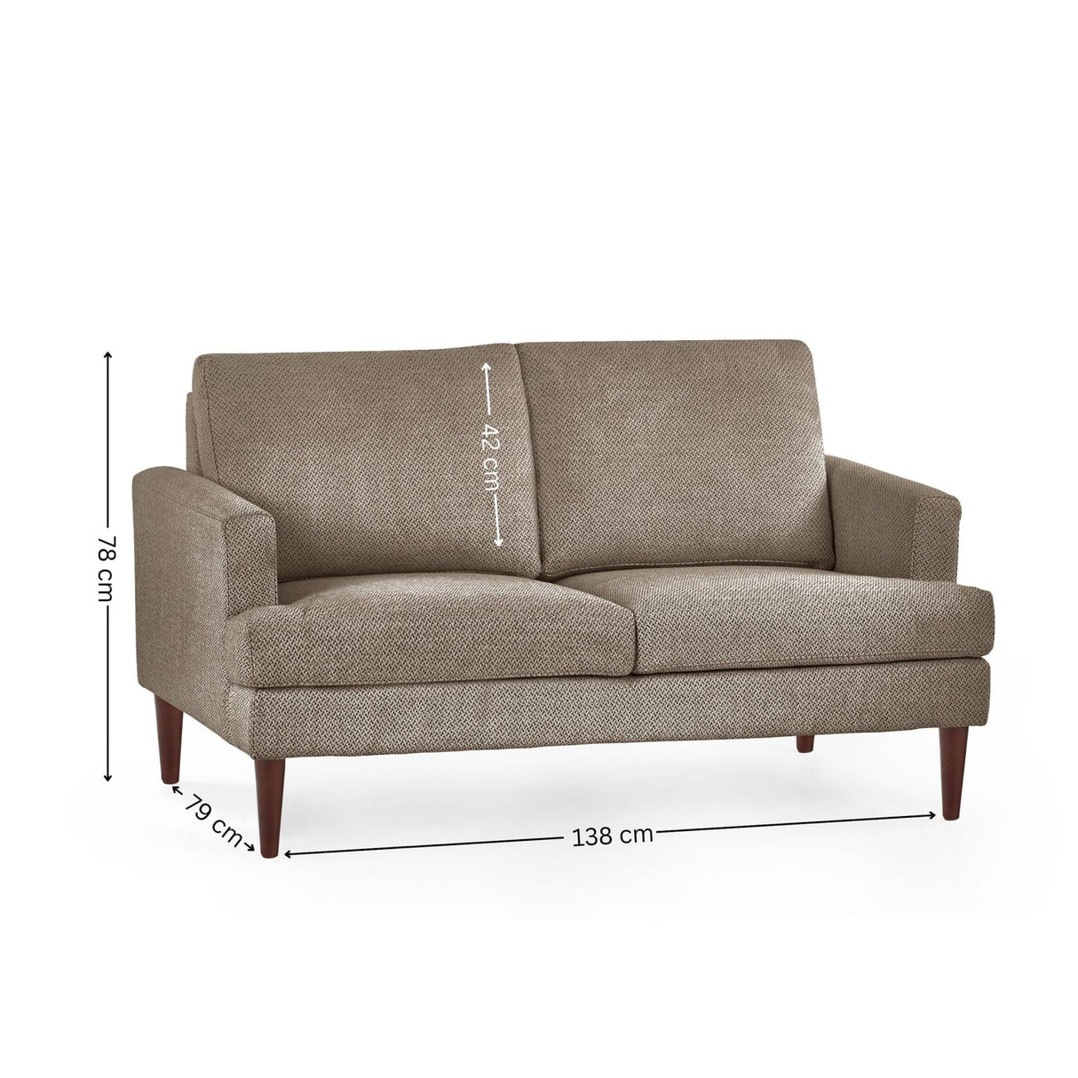 Fabric 2 Seater Sofa With Wooden Legs - Daisy
