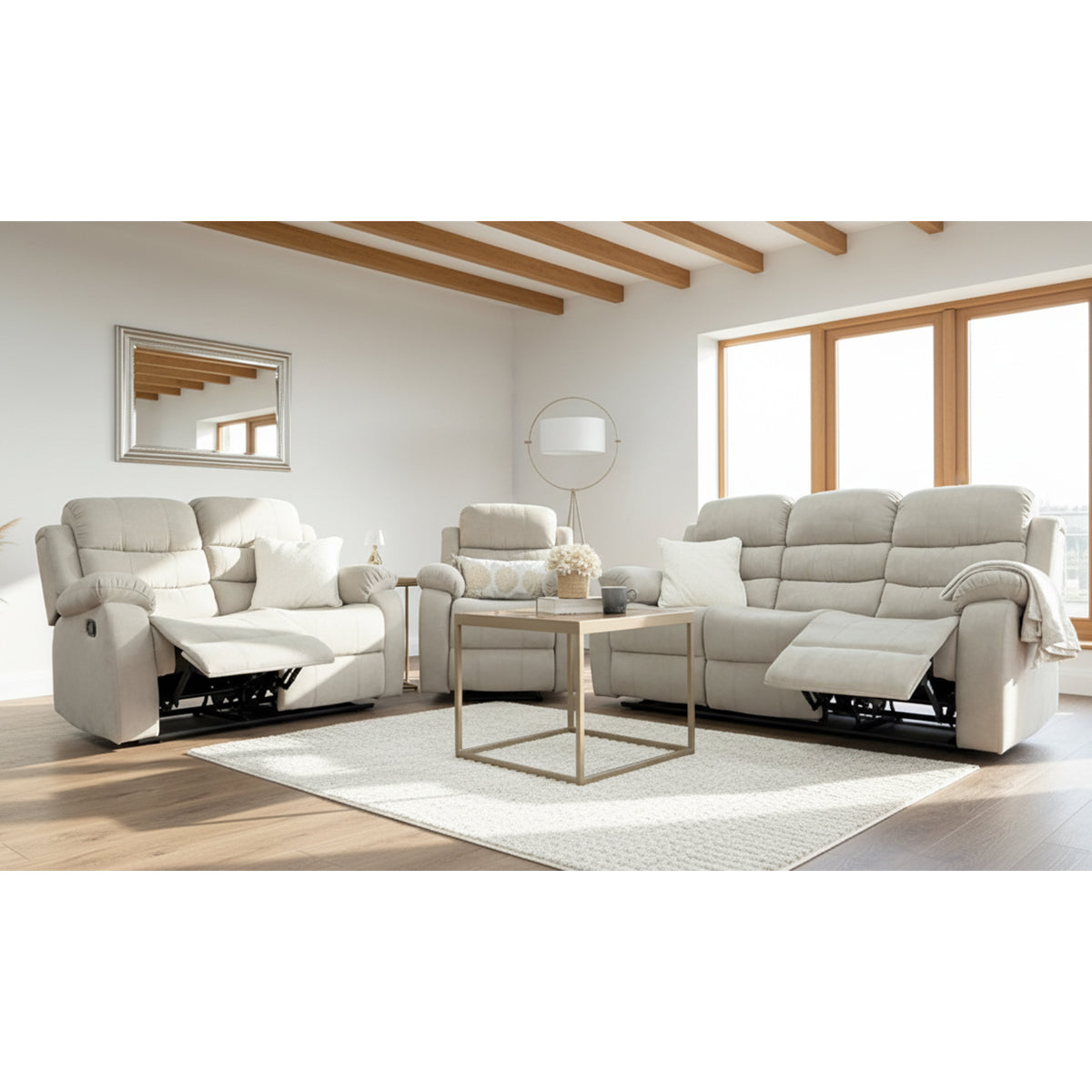 Fabric 3 + 2 + 1 Sofa Set Manual Recliner - Stanley
