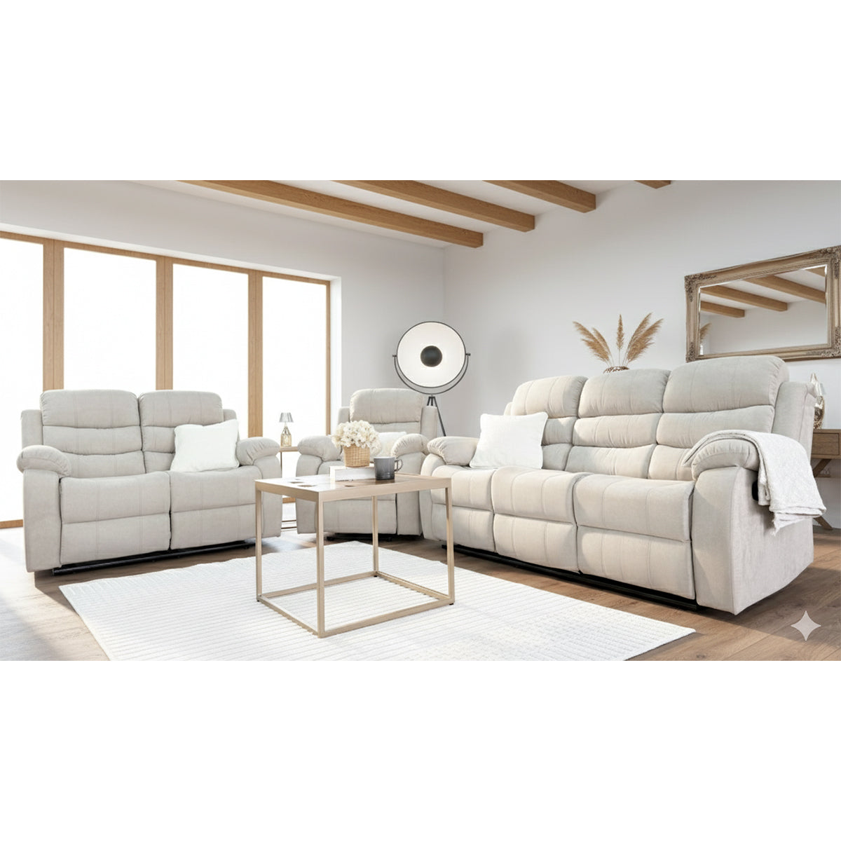 Fabric 3 + 2 + 1 Sofa Set Manual Recliner - Stanley