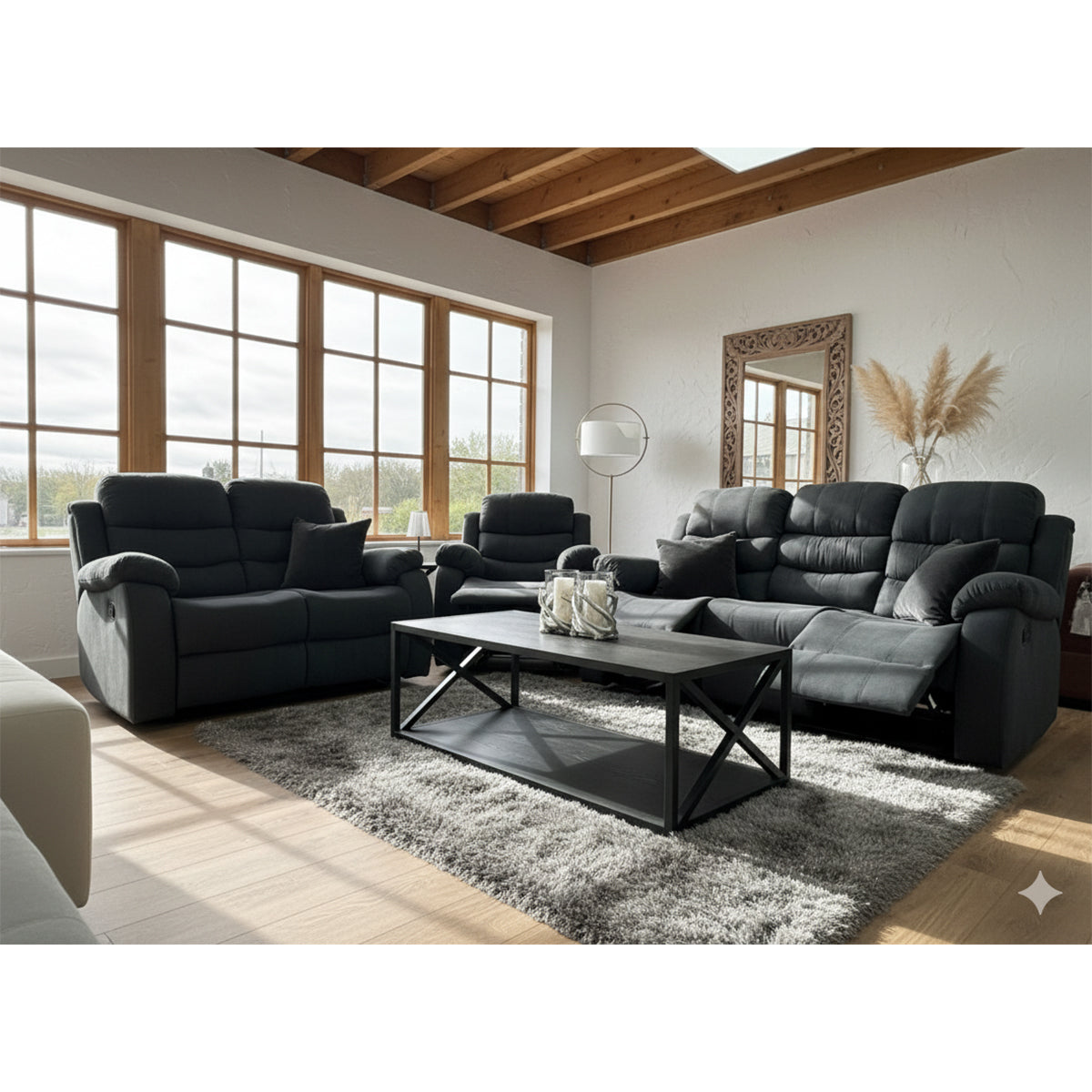 Fabric 3 + 2 + 1 Sofa Set Manual Recliner - Stanley