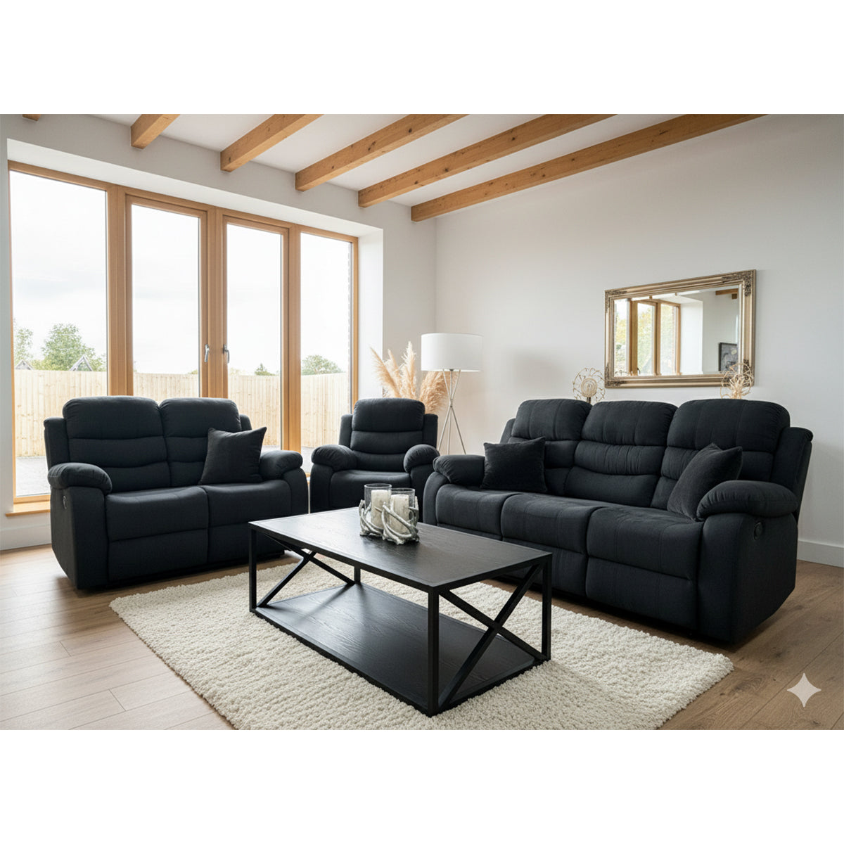 Fabric 3 + 2 + 1 Sofa Set Manual Recliner - Stanley