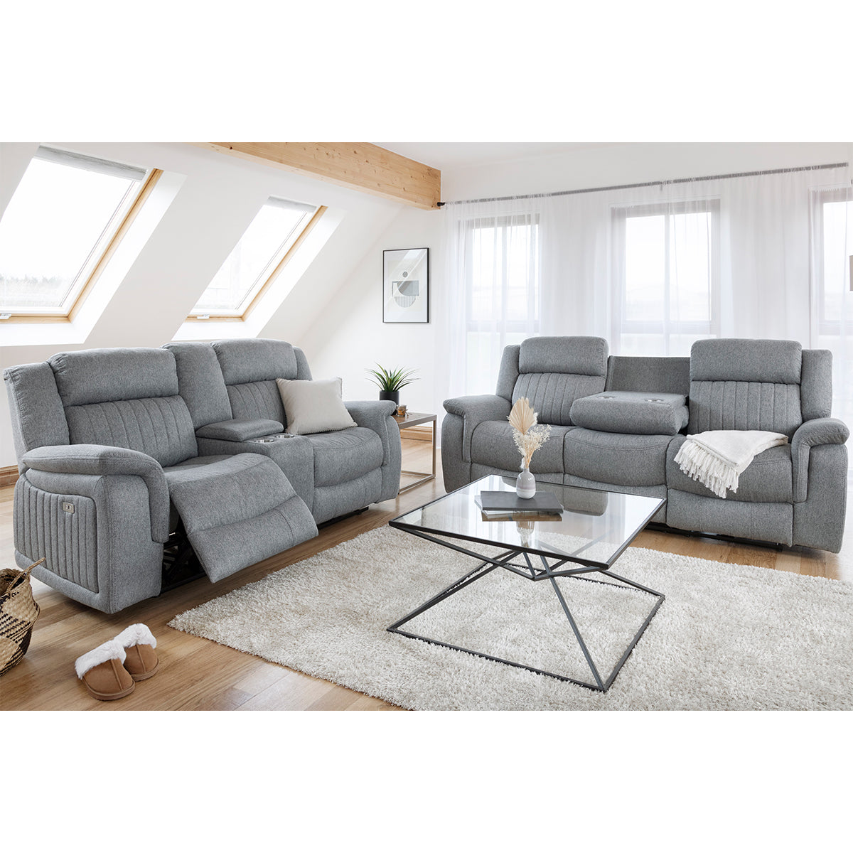 Fabric 3 + 2 Seater Sofa Set Electric Recliner - Linden