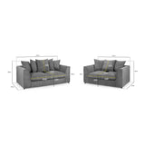 Fabric 3 + 2 Seater Sofa Set - Harley Jumbo