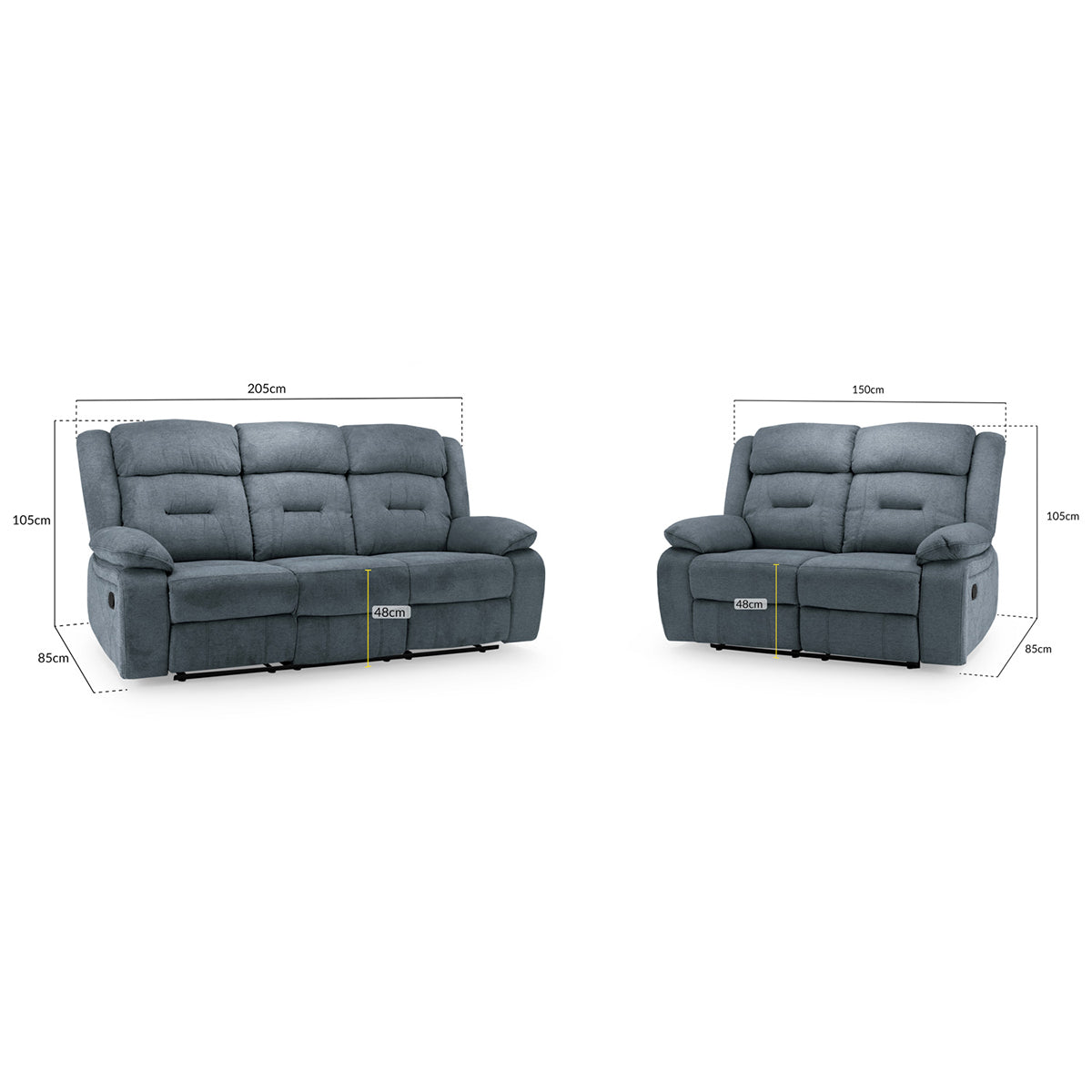 Fabric 3 + 2 Seater Sofa Set Recliner - Novie