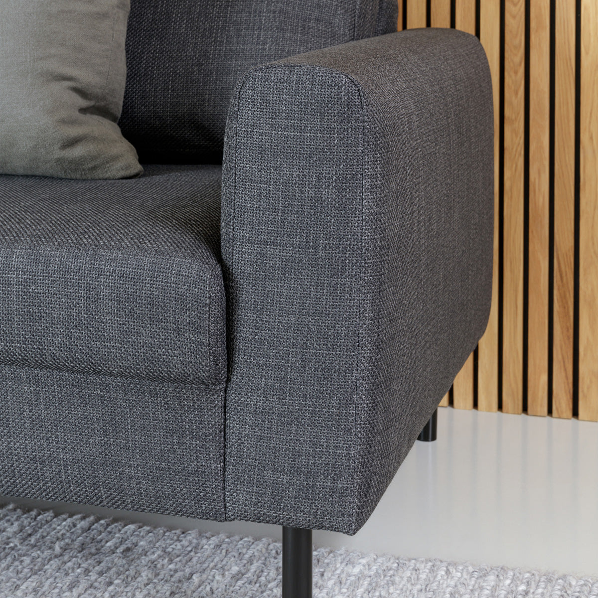Fabric 3 + 3 Seater Sofa Set With Matt Black Steel Legs - Omaha