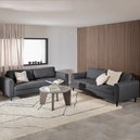 Fabric 3 + 3 Seater Sofa Set With Matt Black Steel Legs - Omaha
