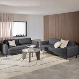 Fabric 3 + 3 Seater Sofa Set With Matt Black Steel Legs - Omaha