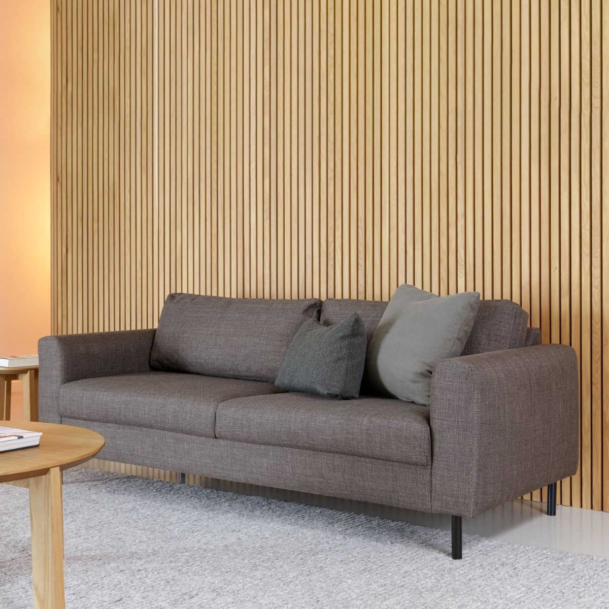 Fabric 3 + 3 Seater Sofa Set With Matt Black Steel Legs - Omaha