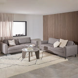 Fabric 3 + 3 Seater Sofa Set With Matt Black Steel Legs - Omaha