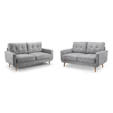 Fabric 3 + 2 Seater Sofa Set With Solid Wood Legs - Aurora