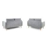 Fabric 3 + 2 Seater Sofa Set With Solid Wood Legs - Aurora